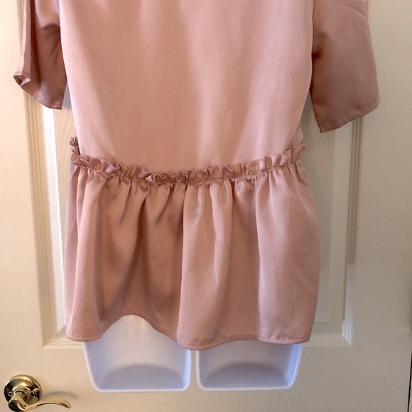 New Blush Pink Peplum Ruffle Boho Top - Picture 11 of 15